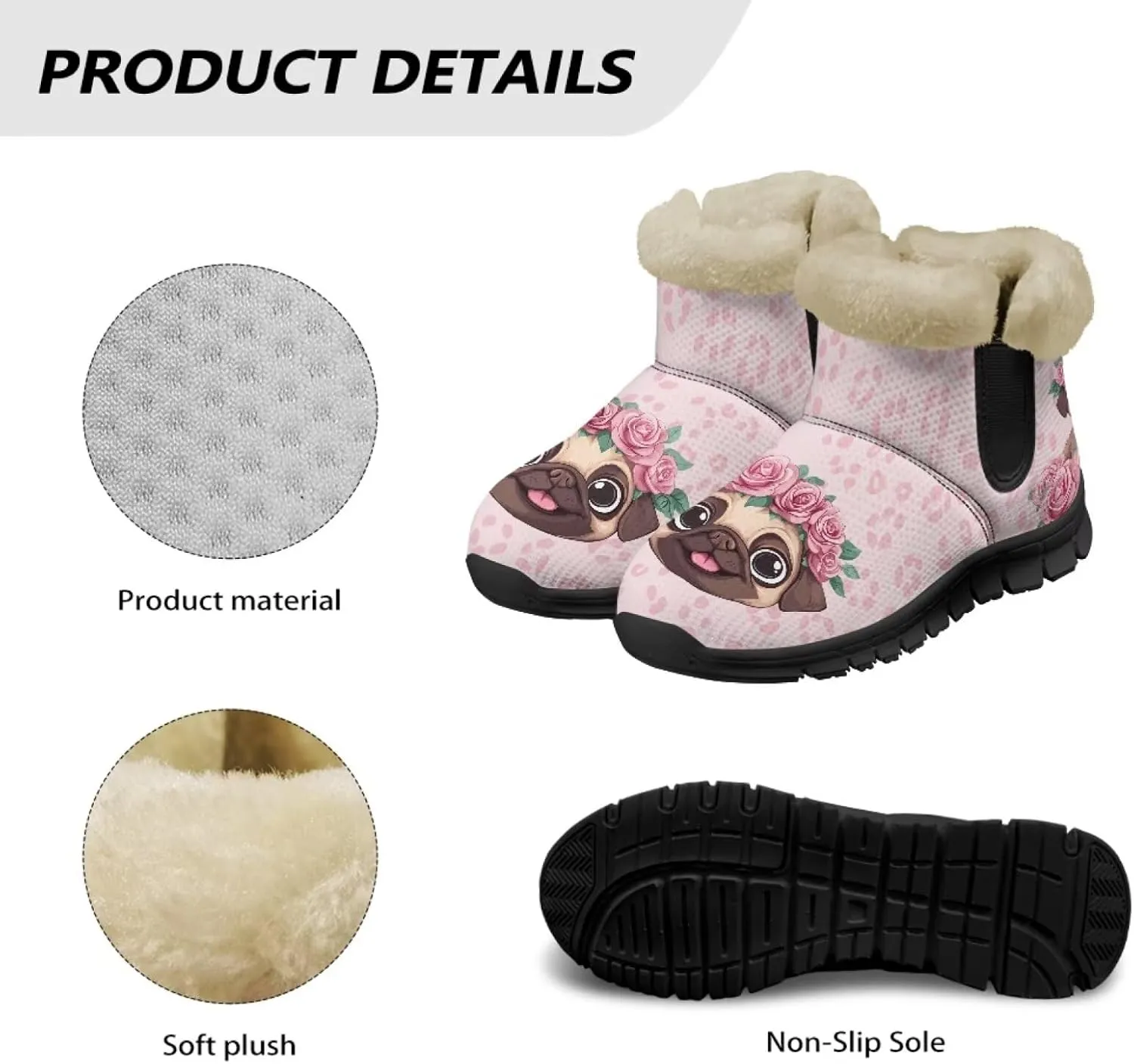 UNICEU Winter Boots for Women Warm Faux Fur Lined Snow Boots Casual Walking Shoes Flat Slip-on Booties Outdoor Shoes