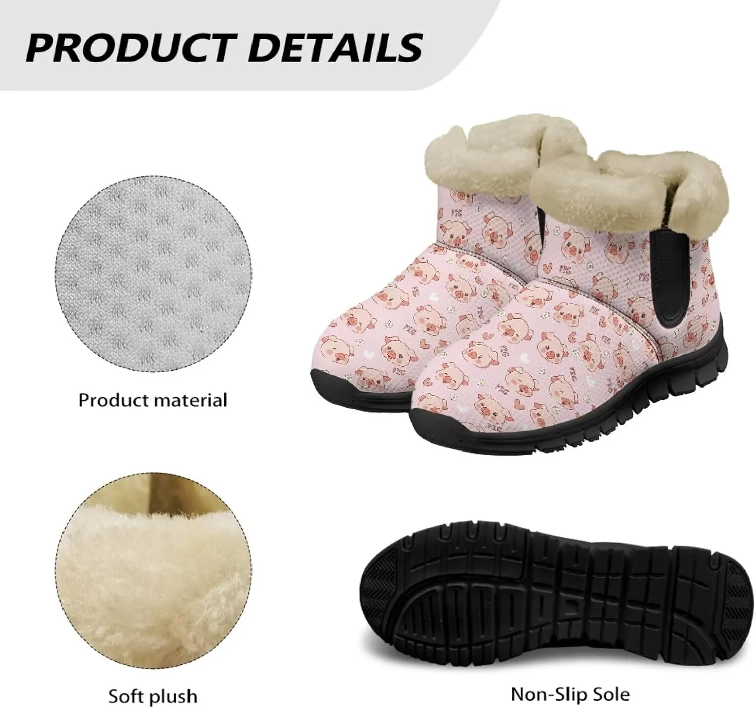 UNICEU Winter Boots for Women Warm Faux Fur Lined Snow Boots Casual Walking Shoes Flat Slip-on Booties Outdoor Shoes