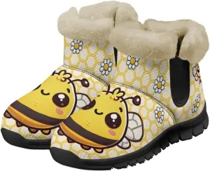 UNICEU Winter Boots for Women Warm Faux Fur Lined Snow Boots Casual Walking Shoes Flat Slip-on Booties Outdoor Shoes