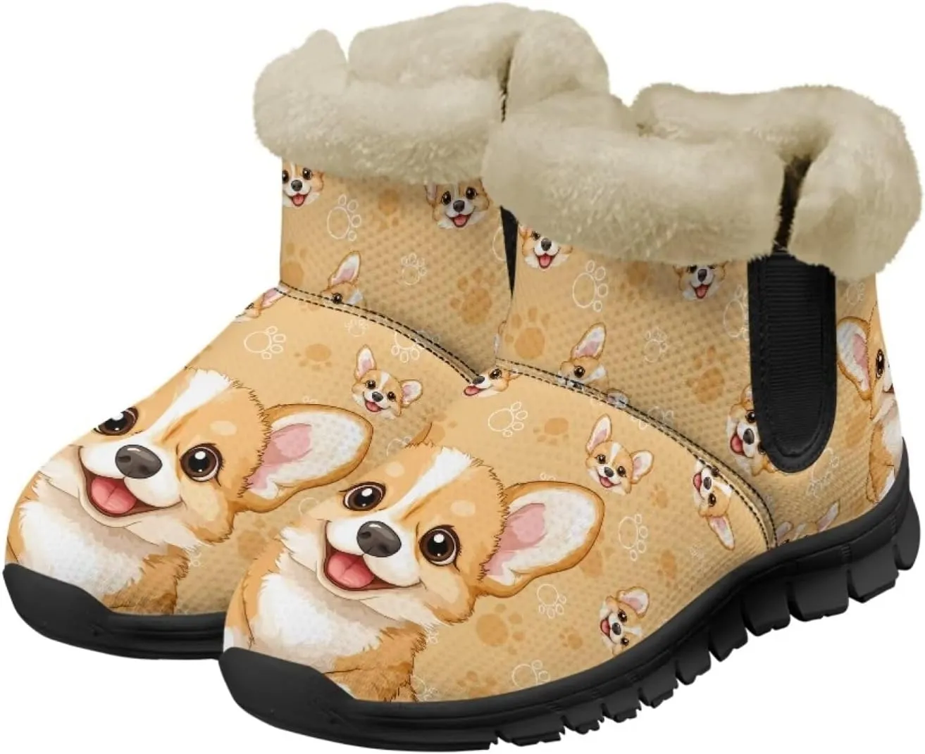UNICEU Winter Boots for Women Warm Faux Fur Lined Snow Boots Casual Walking Shoes Flat Slip-on Booties Outdoor Shoes