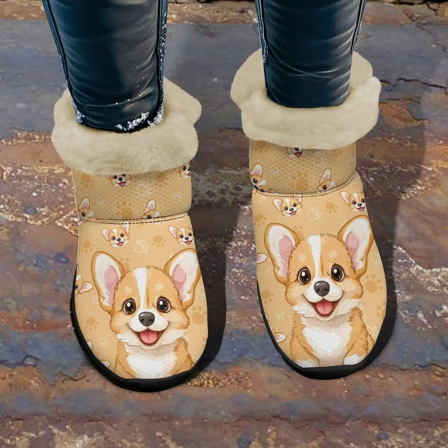UNICEU Winter Boots for Women Warm Faux Fur Lined Snow Boots Casual Walking Shoes Flat Slip-on Booties Outdoor Shoes