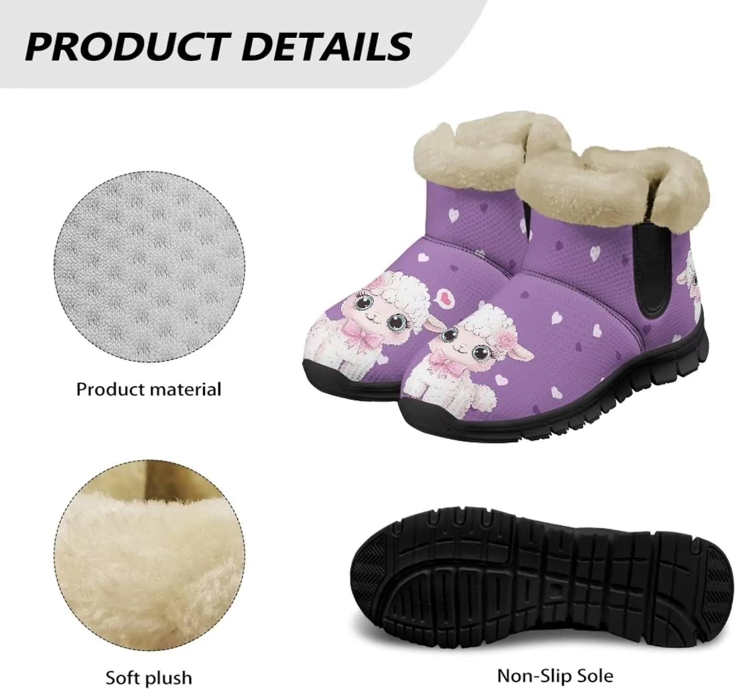 UNICEU Winter Boots for Women Warm Faux Fur Lined Snow Boots Casual Walking Shoes Flat Slip-on Booties Outdoor Shoes