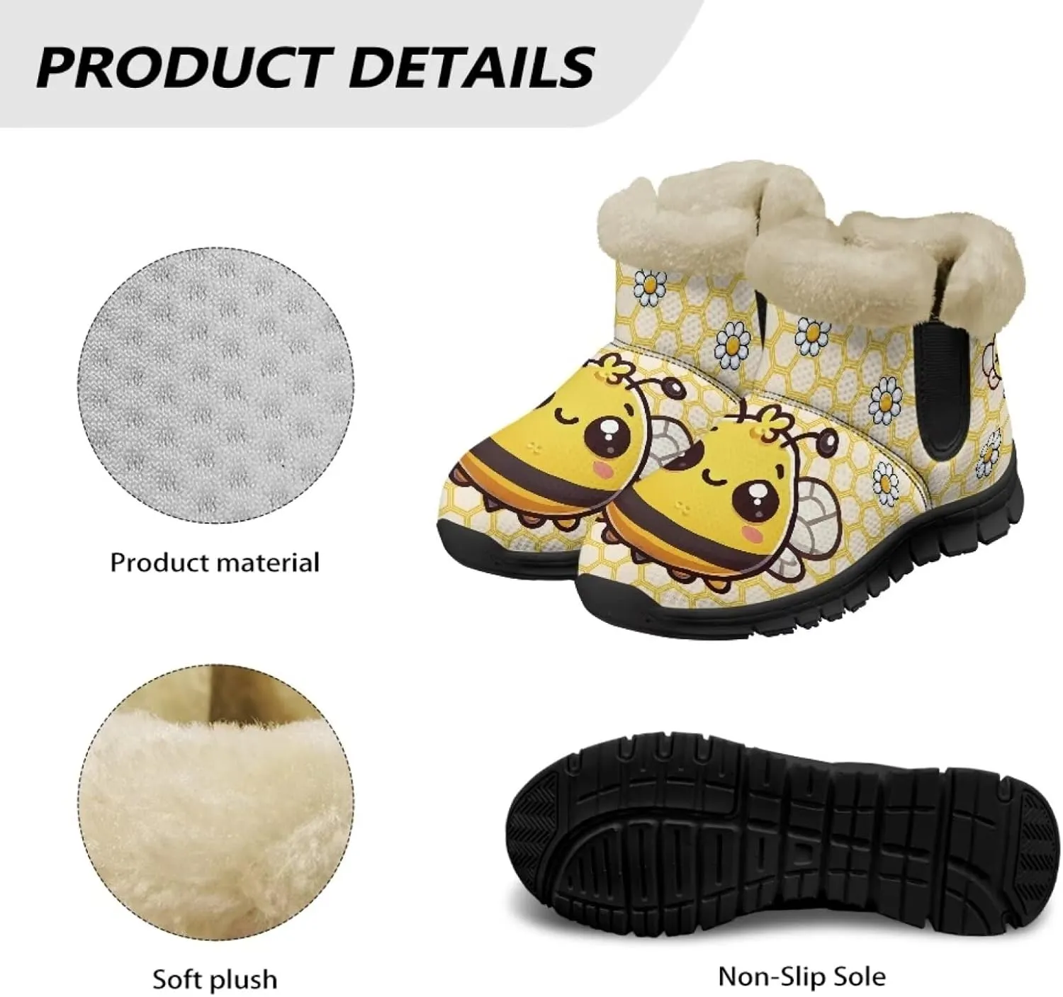 UNICEU Winter Boots for Women Warm Faux Fur Lined Snow Boots Casual Walking Shoes Flat Slip-on Booties Outdoor Shoes