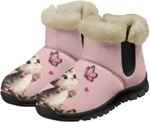 UNICEU Winter Boots for Women Warm Faux Fur Lined Snow Boots Casual Walking Shoes Flat Slip-on Booties Outdoor Shoes