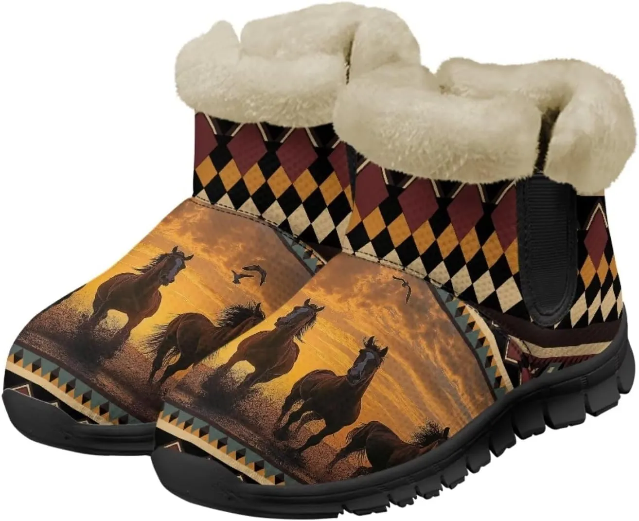 UNICEU Women's Snow Boots Warm Non-slip Womens Booties and Ankle Boots Winter Shoes Plush Lined Fuzzy Boots Walking Shoes