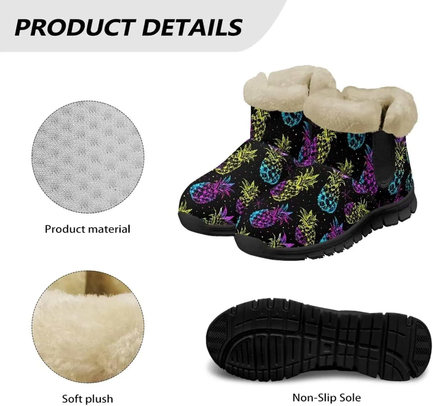 UNICEU Womens Winter Boots Lightweight Faux Fur Lined Booties Warm Snow Boots Flat Slip-on Shoes for Outdoor Walking