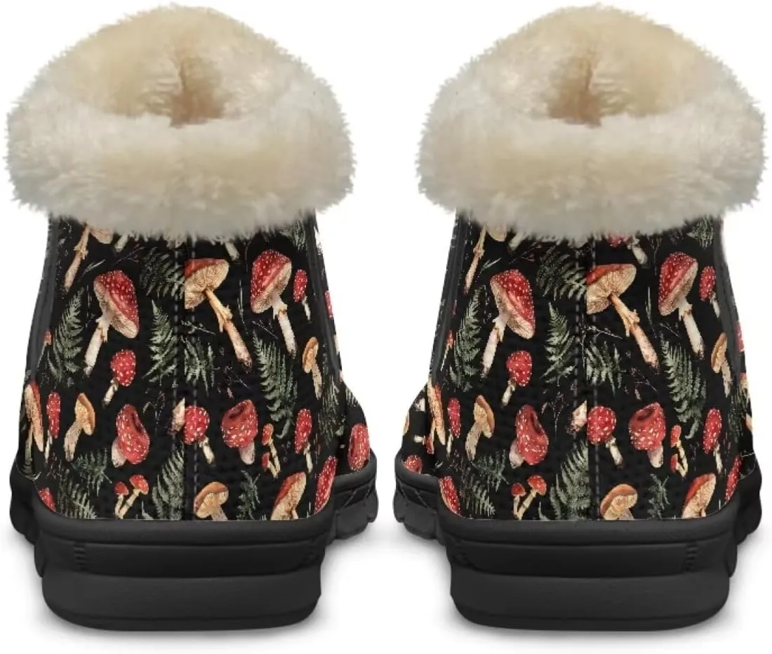 UNICEU Womens Winter Boots Lightweight Faux Fur Lined Booties Warm Snow Boots Flat Slip-on Shoes for Outdoor Walking