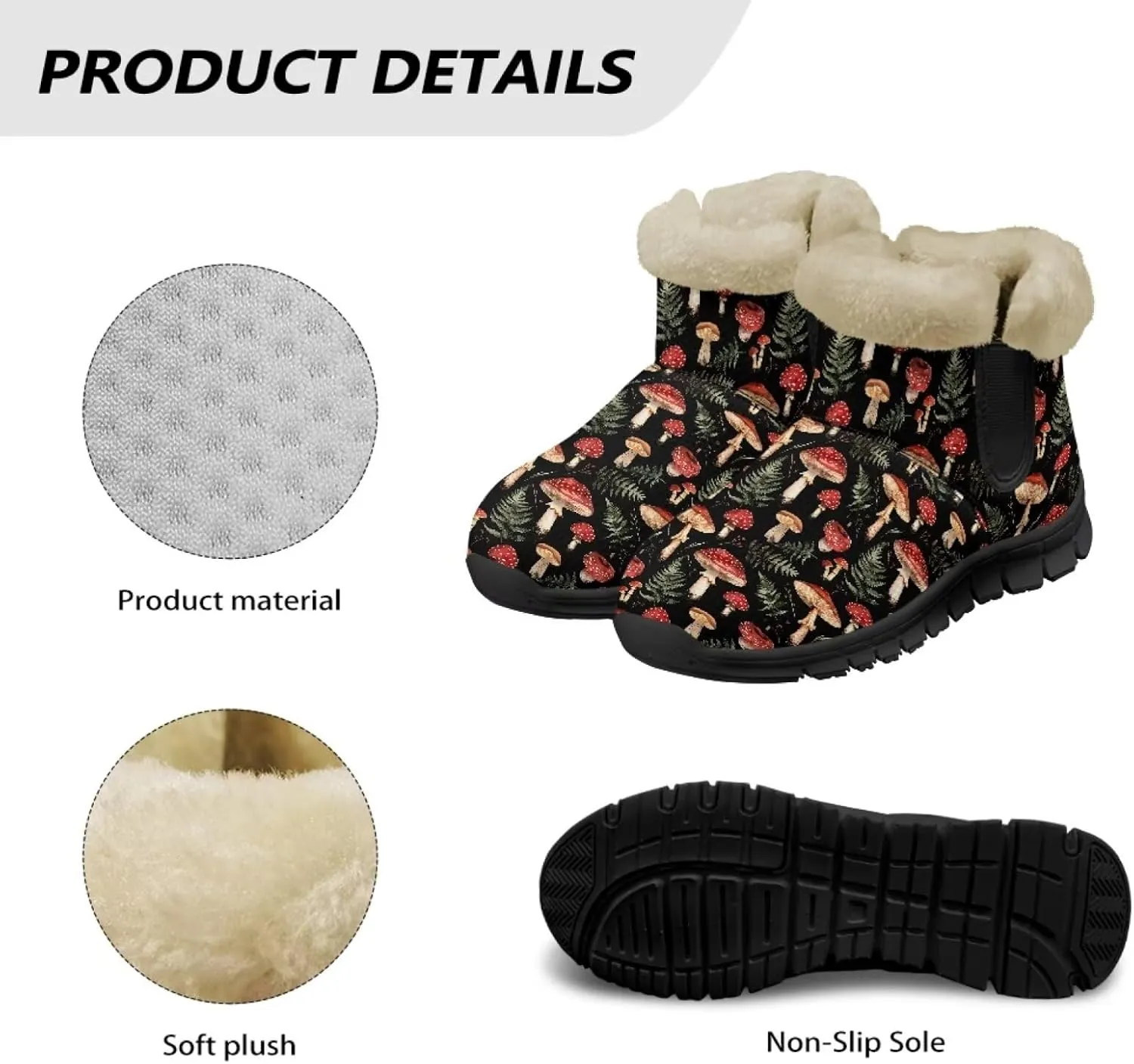 UNICEU Womens Winter Boots Lightweight Faux Fur Lined Booties Warm Snow Boots Flat Slip-on Shoes for Outdoor Walking