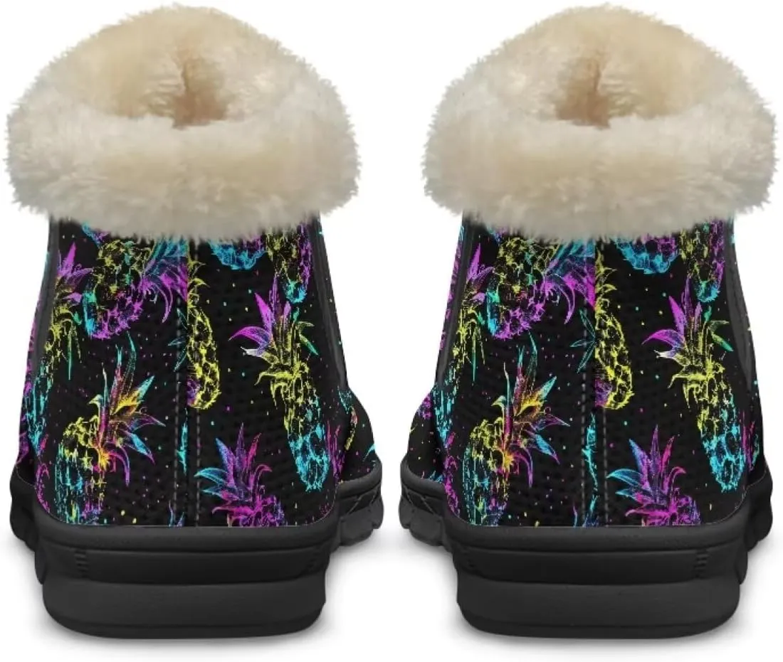 UNICEU Womens Winter Boots Lightweight Faux Fur Lined Booties Warm Snow Boots Flat Slip-on Shoes for Outdoor Walking