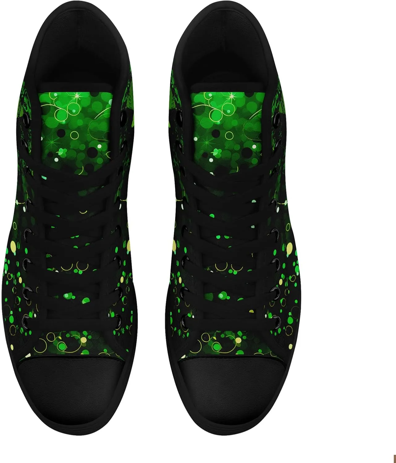 Unisex High-Top Canvas Sneakers – Green Lucky Design with Clover Hat, Comfortable and Stylish Canvas Casual Shoes for Men