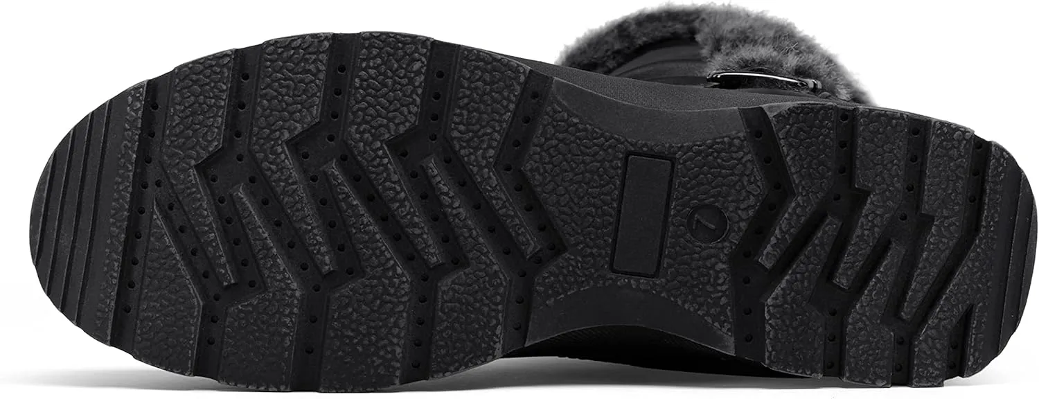 Vepose Women's Winter Snow Boots Fur Mid Calf Warm Suede Fuzzy Shoes