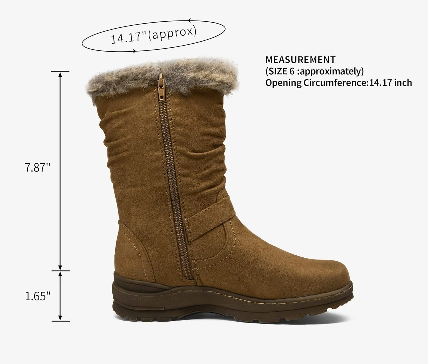 Vepose Women's Winter Snow Boots Fur Mid Calf Warm Suede Fuzzy Shoes