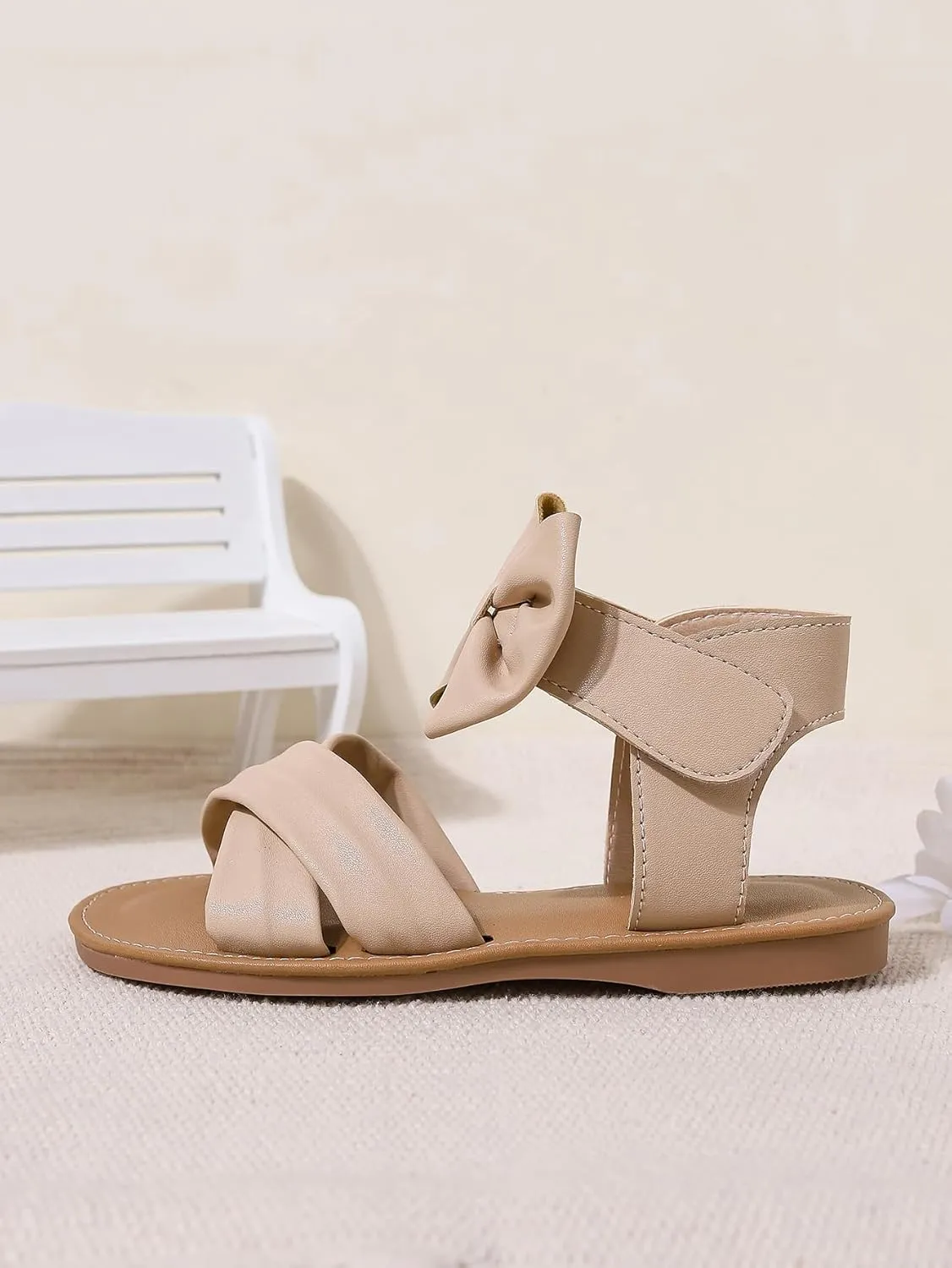 Verdusa Girl's Bow Crisscross Sandals Open Toe Summer Shoes with Back Strap