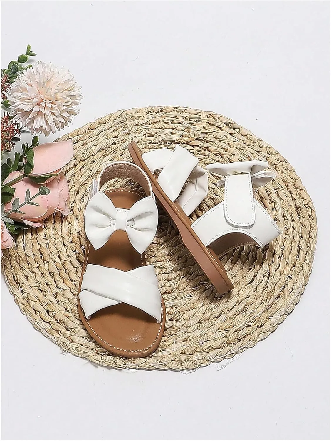 Verdusa Girl's Bow Crisscross Sandals Open Toe Summer Shoes with Back Strap