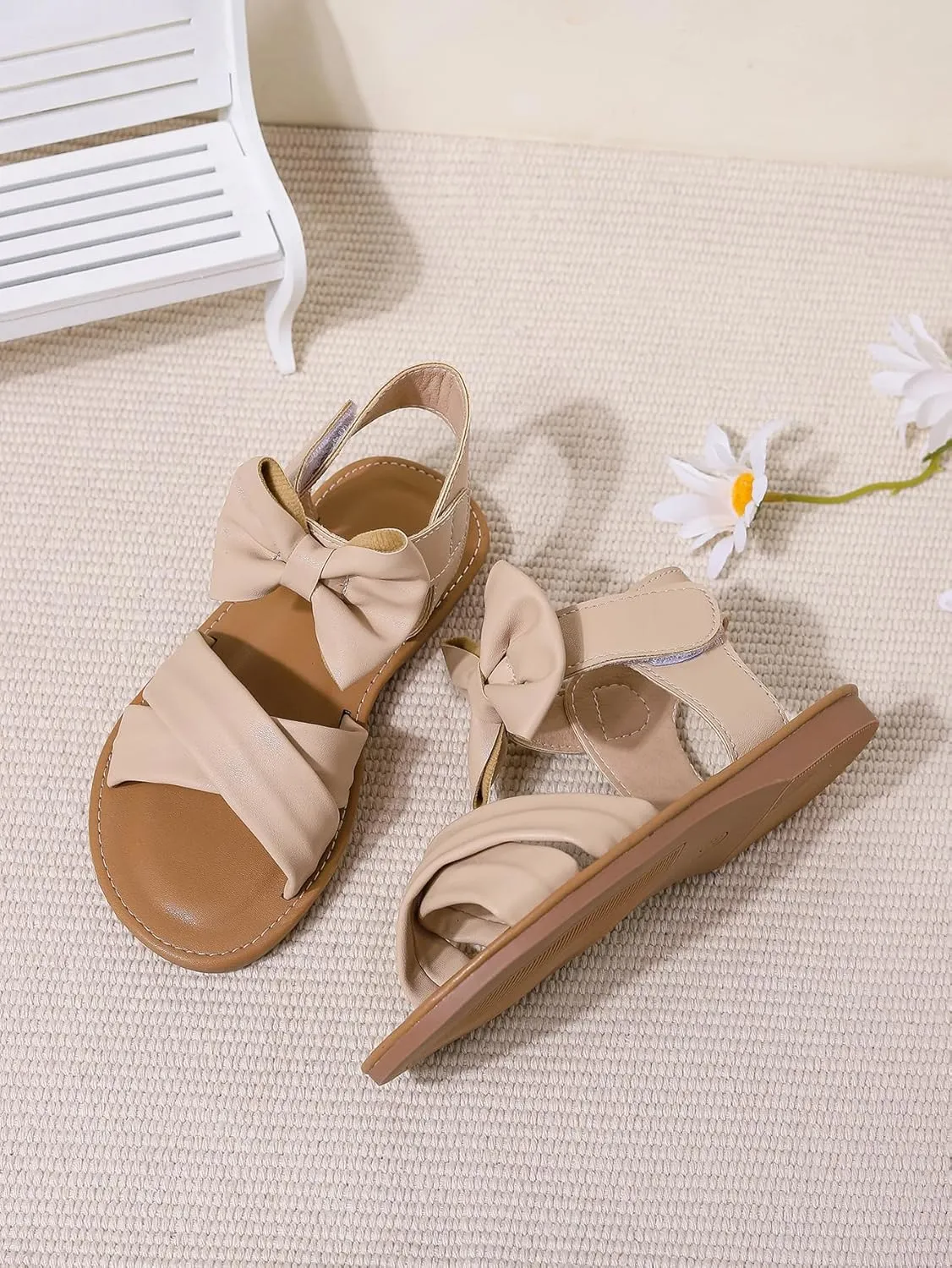 Verdusa Girl's Bow Crisscross Sandals Open Toe Summer Shoes with Back Strap