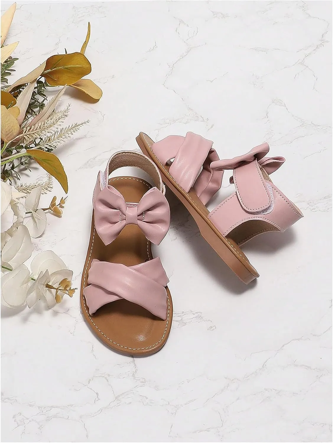 Verdusa Girl's Bow Crisscross Sandals Open Toe Summer Shoes with Back Strap