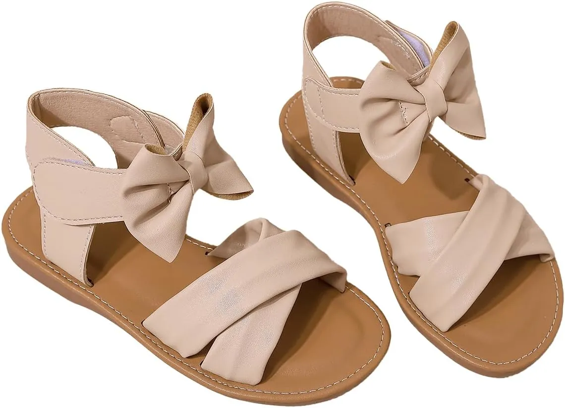 Verdusa Girl's Bow Crisscross Sandals Open Toe Summer Shoes with Back Strap
