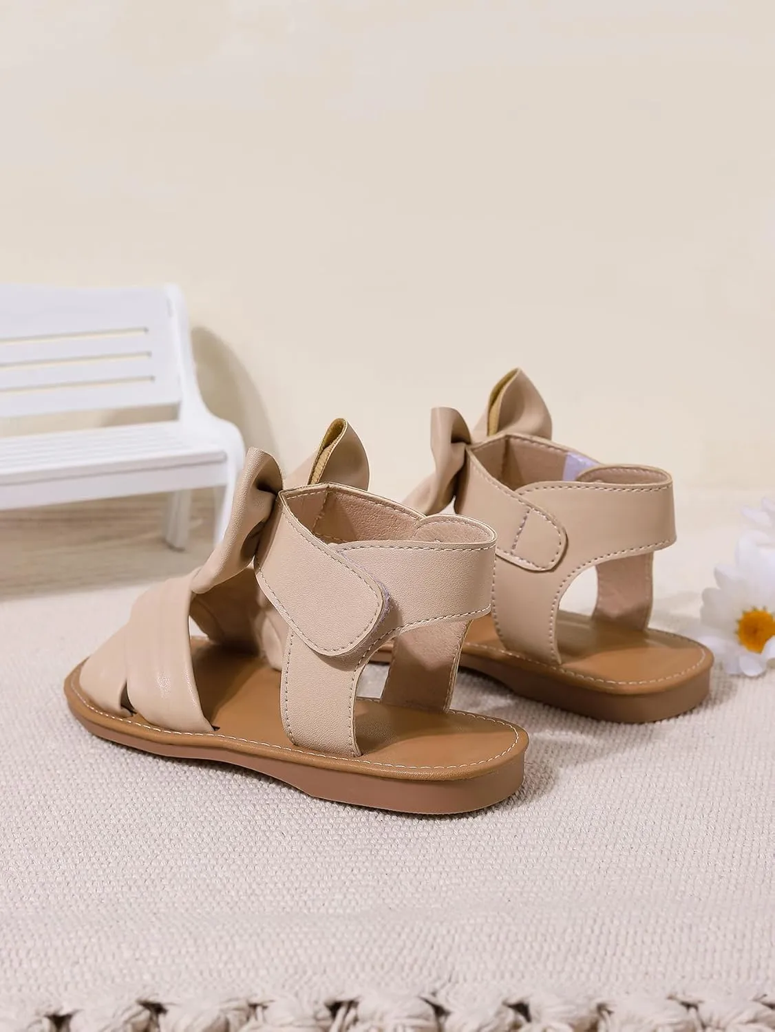 Verdusa Girl's Bow Crisscross Sandals Open Toe Summer Shoes with Back Strap