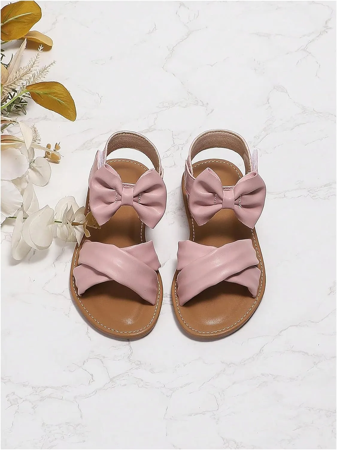 Verdusa Girl's Bow Crisscross Sandals Open Toe Summer Shoes with Back Strap