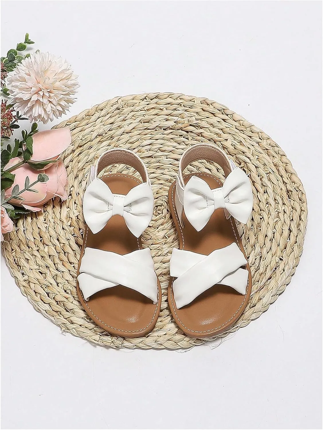 Verdusa Girl's Bow Crisscross Sandals Open Toe Summer Shoes with Back Strap