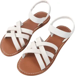 Verdusa Women's PU Leather Crisscross Flats Sandals Open Toe Outdoor Sandal