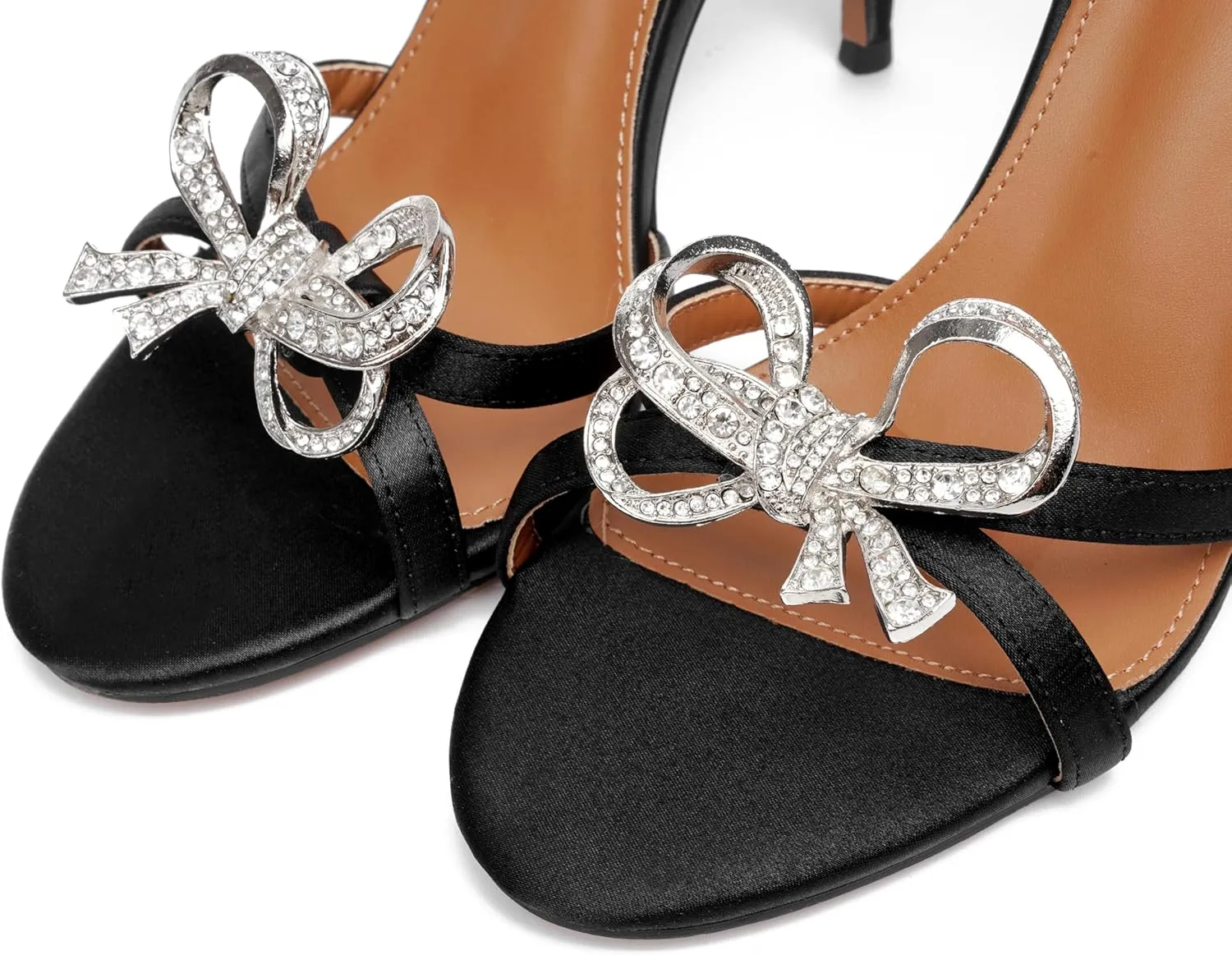 Vertundy Women's Slingback Heeled Sandals Slip On Stiletto Heels Open Toe High Rhinestone Bow Decoration Dress Party Wedding Elegant Shoes for Women