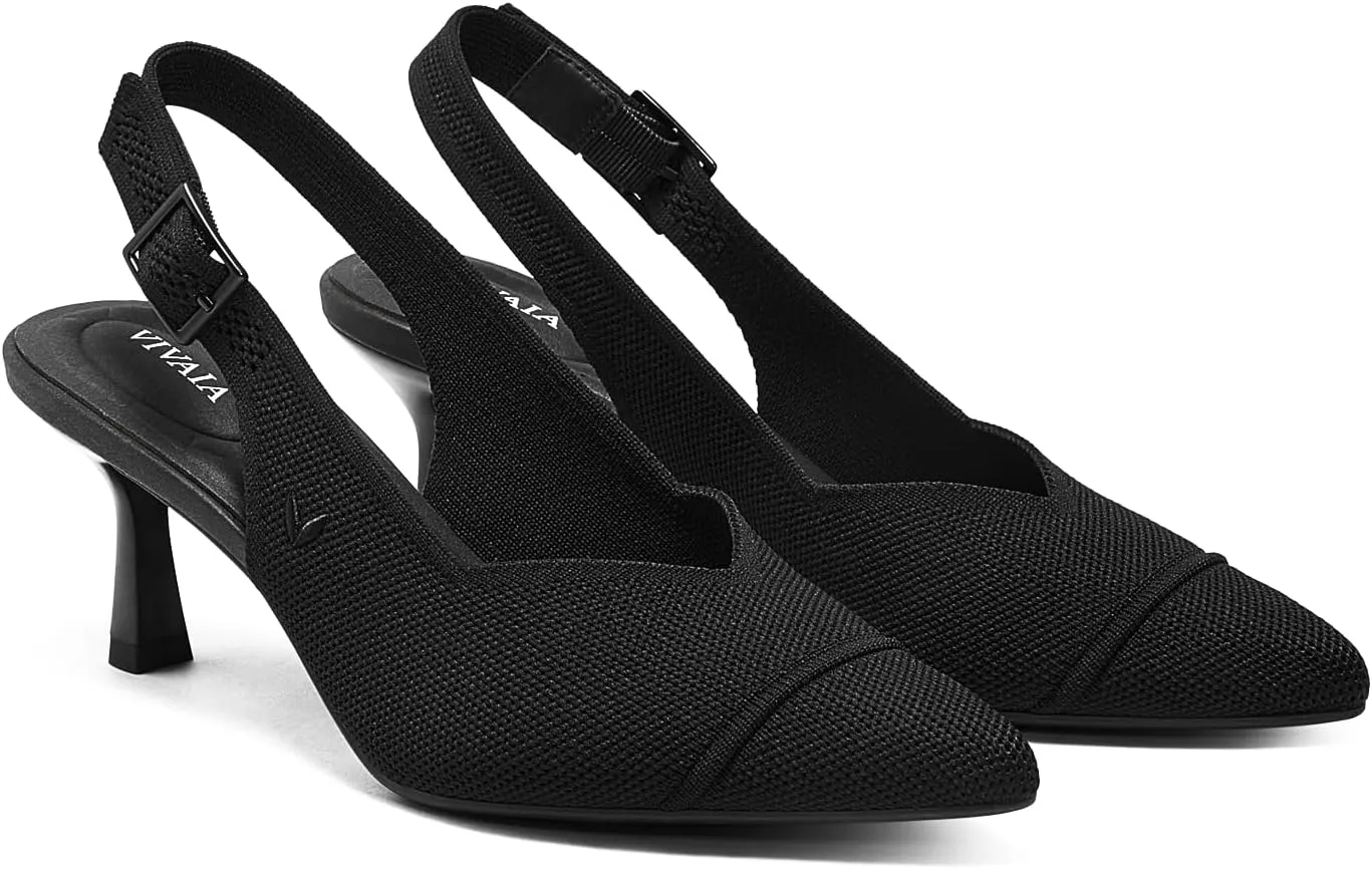 VIVAIA Addison Pointed-Toe Slingback Sandals Kitten Heels Shoes For Women Elegant Comfortable Dressy Party With Arch support
