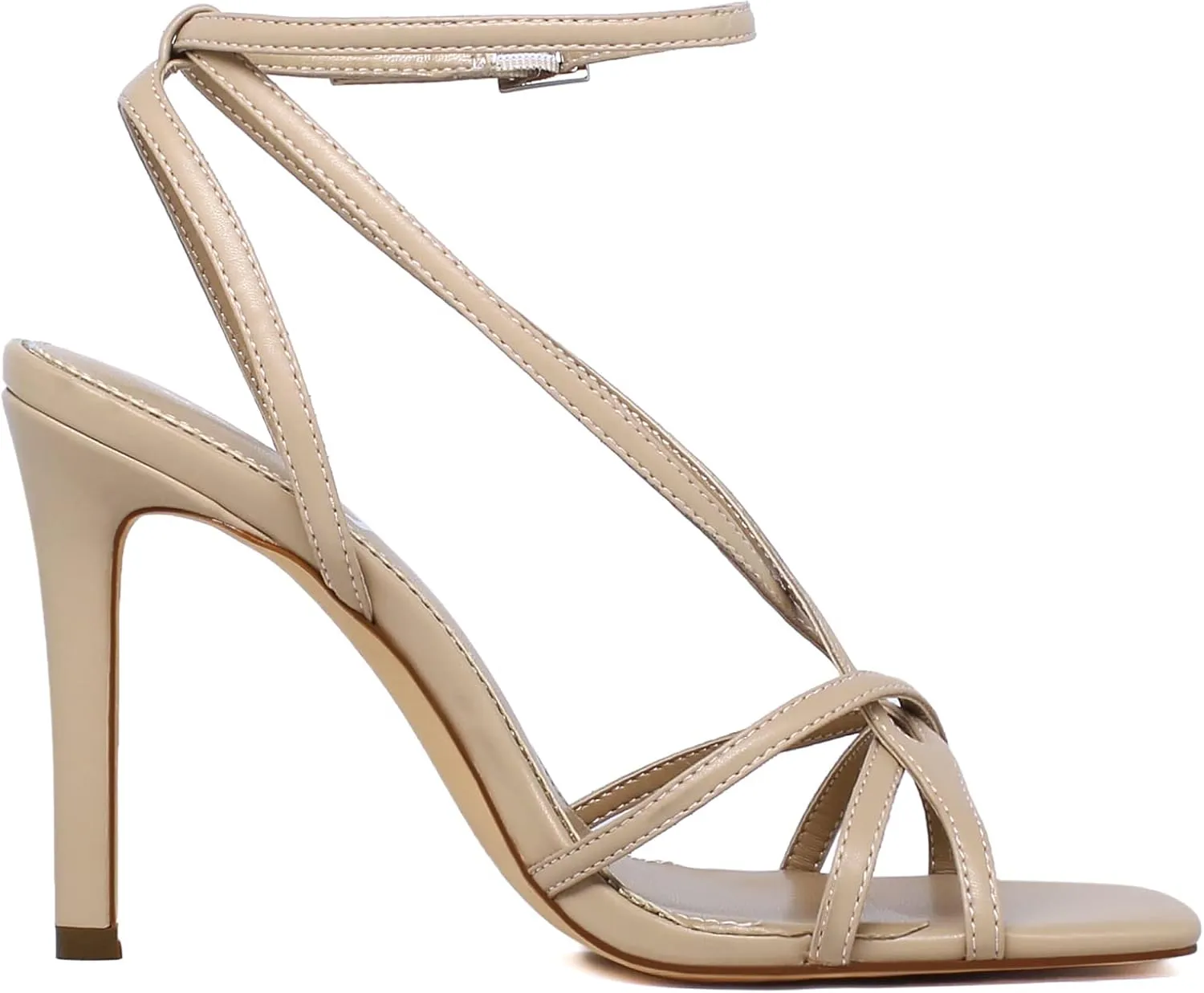 vivianly Women's Ankle Strap High Stiletto Heel Sandals Open Square Toe Sexy Comfort Strappy Dress Wedding Bridal Pumps Sandals