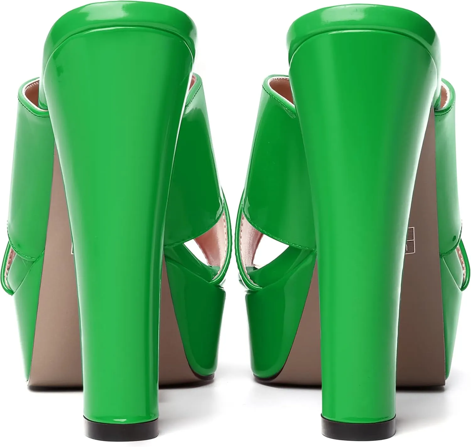 WAYDERNS Womens Slip On Patent Peep Toe Dating Fashion Block High Heel Platforms Sandals 5 Inch