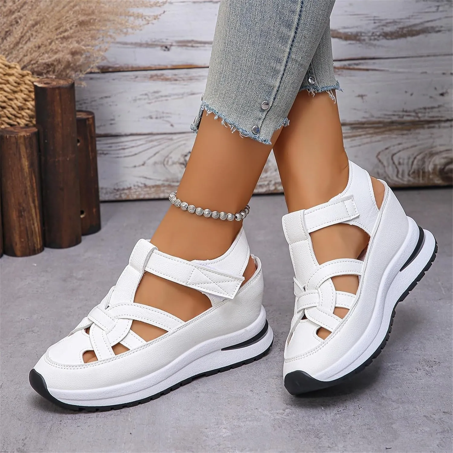Wedge Sandals for Women Ankle Strap High Heel Platform Open Toe Walking Shoes Cross Band Comfort Wear Dressy Summer Wedges Espadrille Elastic Crisscross Slip on Casual 2025 Fashion Sandal