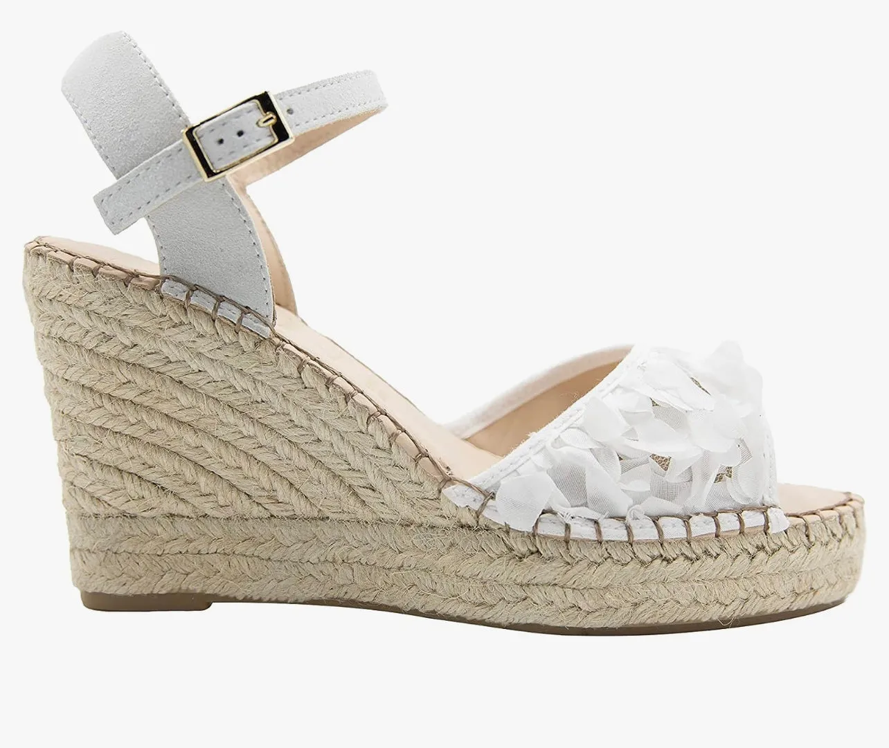 White With Ankle Straps Espadrilles