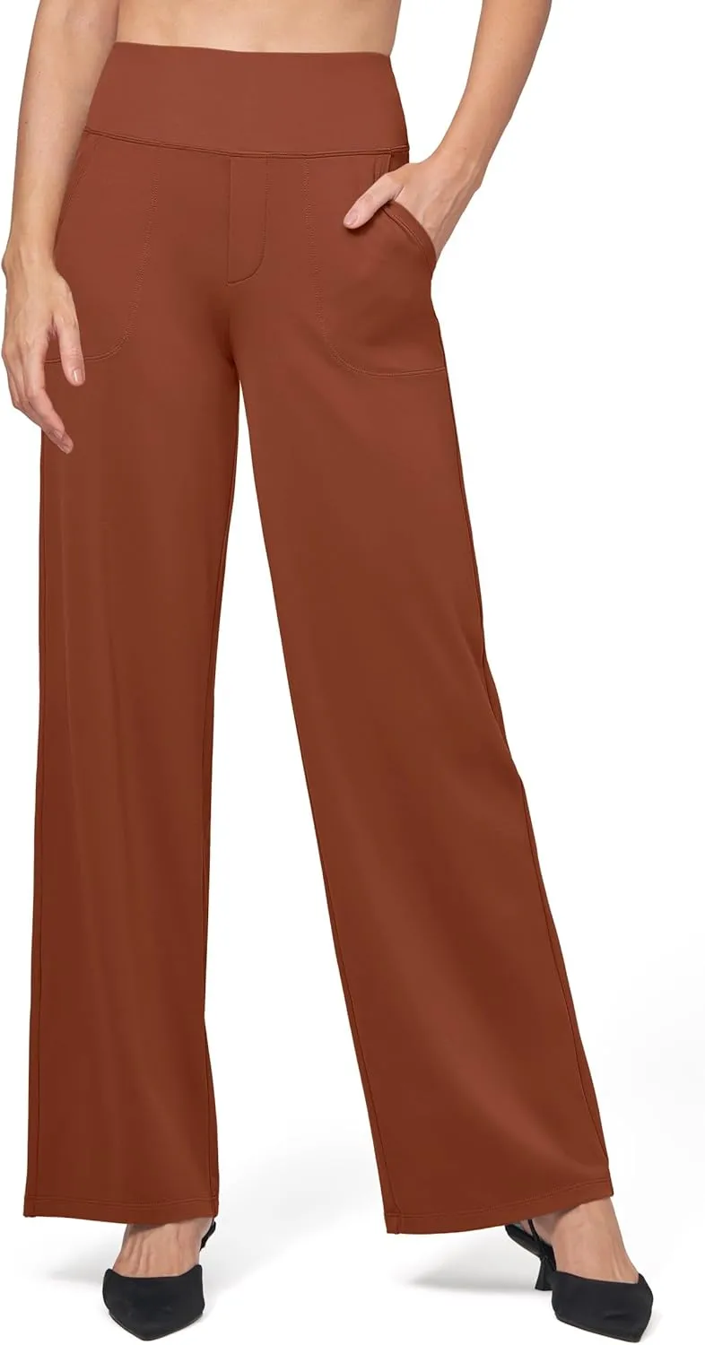 Willit Women's Yoga Pants Wide Leg Dress Work Pants Stretch Casual Pants Slacks with Pockets High Waist 28" 30" 32"