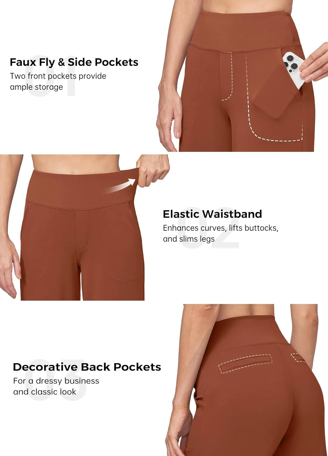 Willit Women's Yoga Pants Wide Leg Dress Work Pants Stretch Casual Pants Slacks with Pockets High Waist 28" 30" 32"