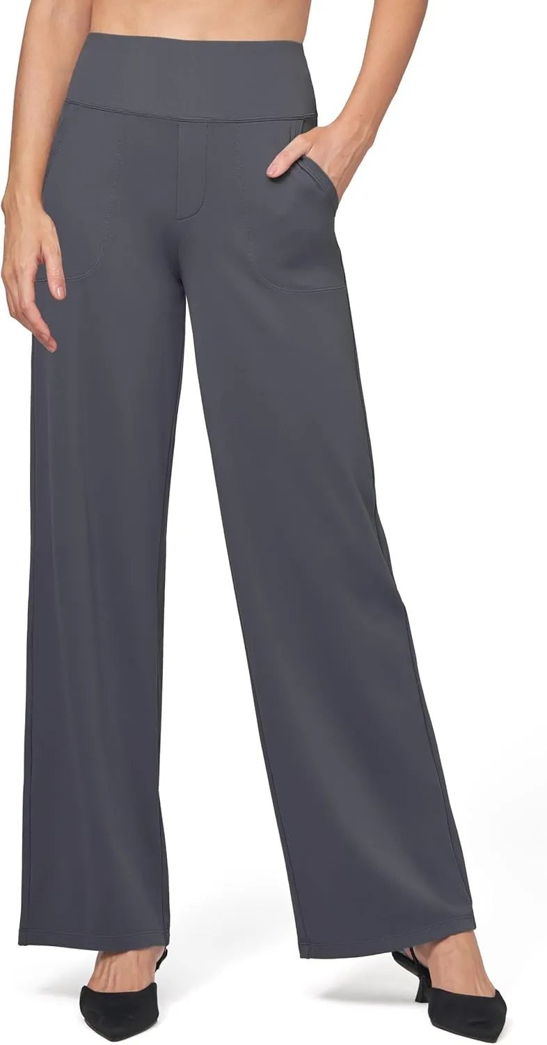 Willit Women's Yoga Pants Wide Leg Dress Work Pants Stretch Casual Pants Slacks with Pockets High Waist 28" 30" 32"