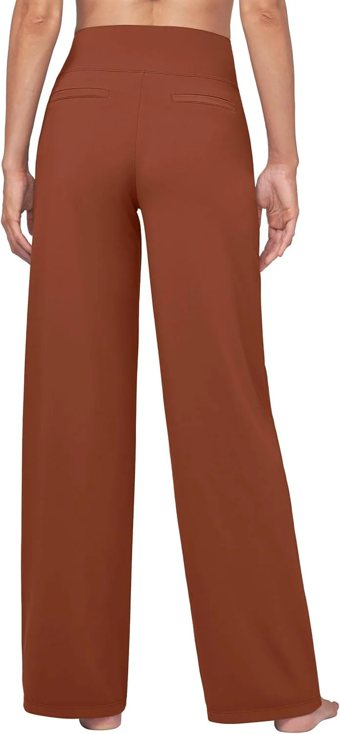 Willit Women's Yoga Pants Wide Leg Dress Work Pants Stretch Casual Pants Slacks with Pockets High Waist 28" 30" 32"