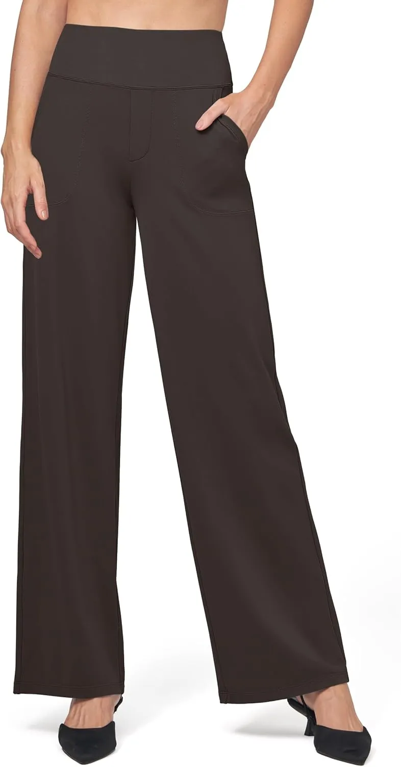 Willit Women's Yoga Pants Wide Leg Dress Work Pants Stretch Casual Pants Slacks with Pockets High Waist 28" 30" 32"