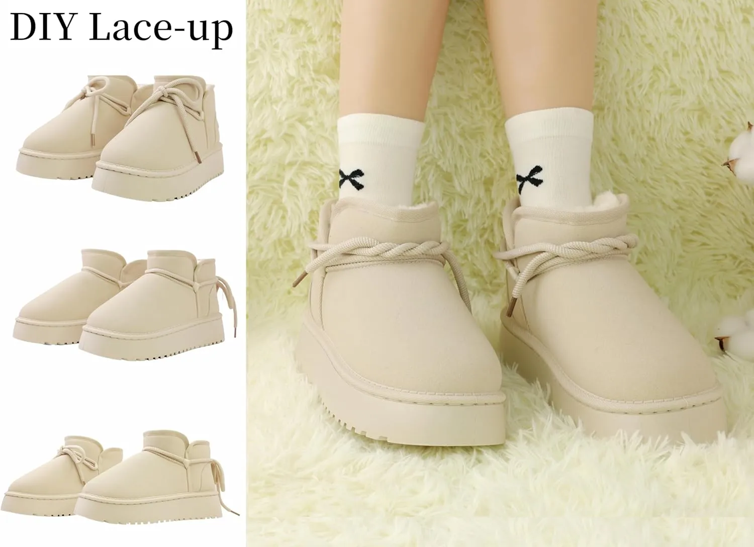 Winter Ankle Boots for Women - Water Resistant Leather Booties Non-Slip Platform Suede Mini Women's Boots - Perfect for Christmas Gifts
