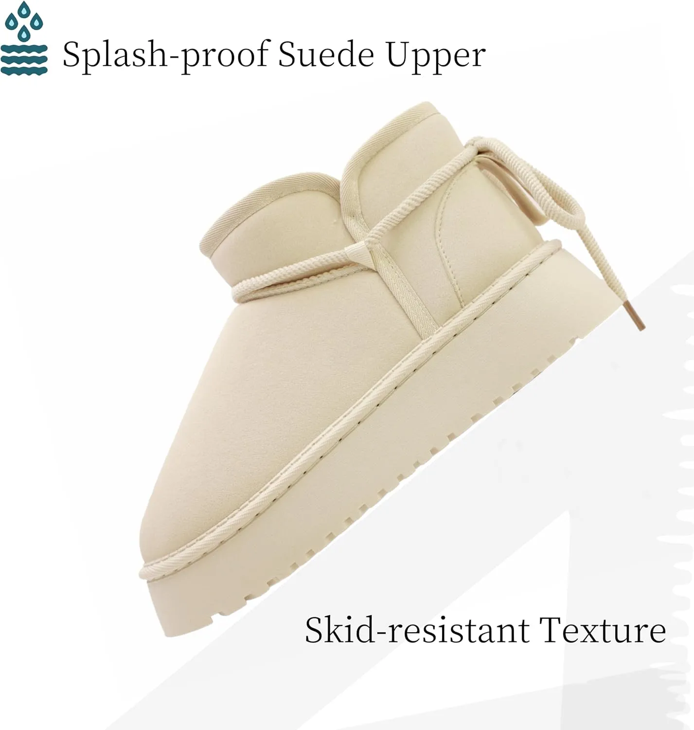 Winter Ankle Boots for Women - Water Resistant Leather Booties Non-Slip Platform Suede Mini Women's Boots - Perfect for Christmas Gifts