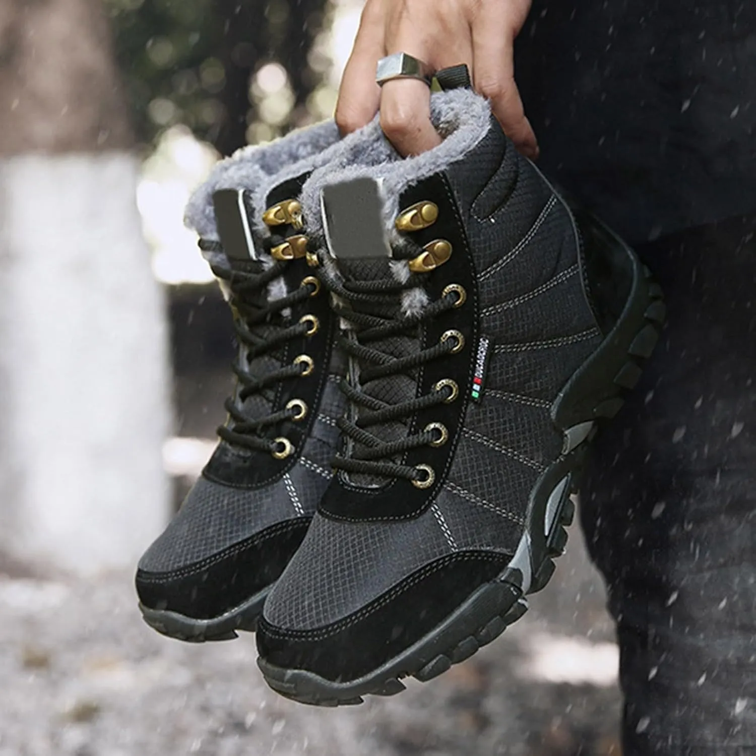 Winter High Top Lace Up and Cotton Outdoor Hiking Shoes for Men Mens Leather Sneaker Men's Fashion Men Shoes