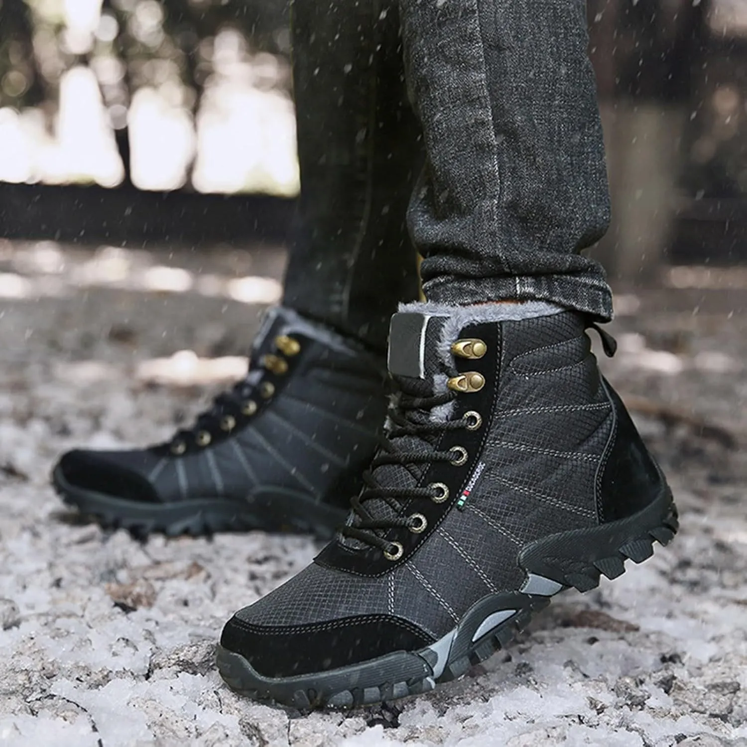 Winter High Top Lace Up and Cotton Outdoor Hiking Shoes for Men Mens Leather Sneaker Men's Fashion Men Shoes