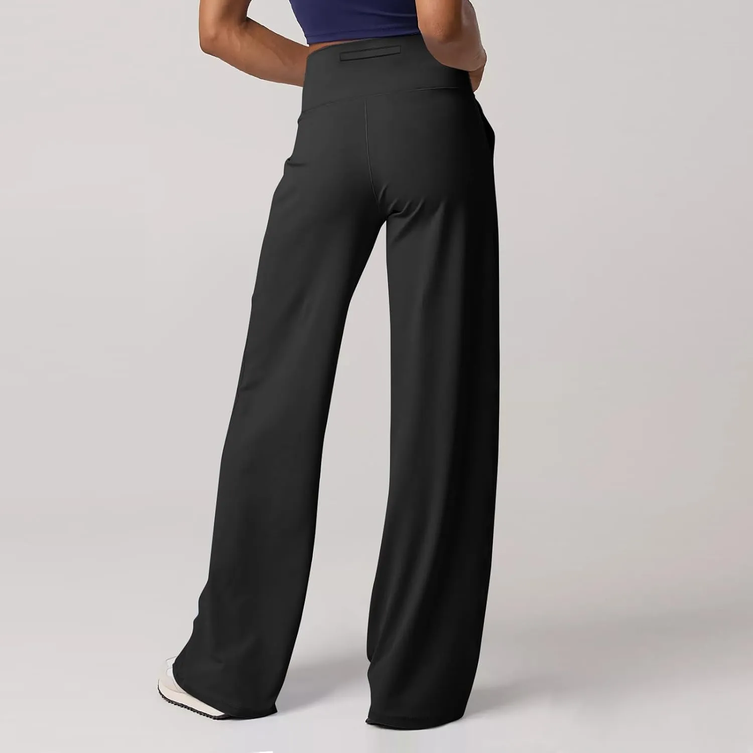 Women Wide Leg Yoga Pants with Pockets High Waist Stretch Dress Pants Tummy Control Straight Leg Lounge Sweatpant