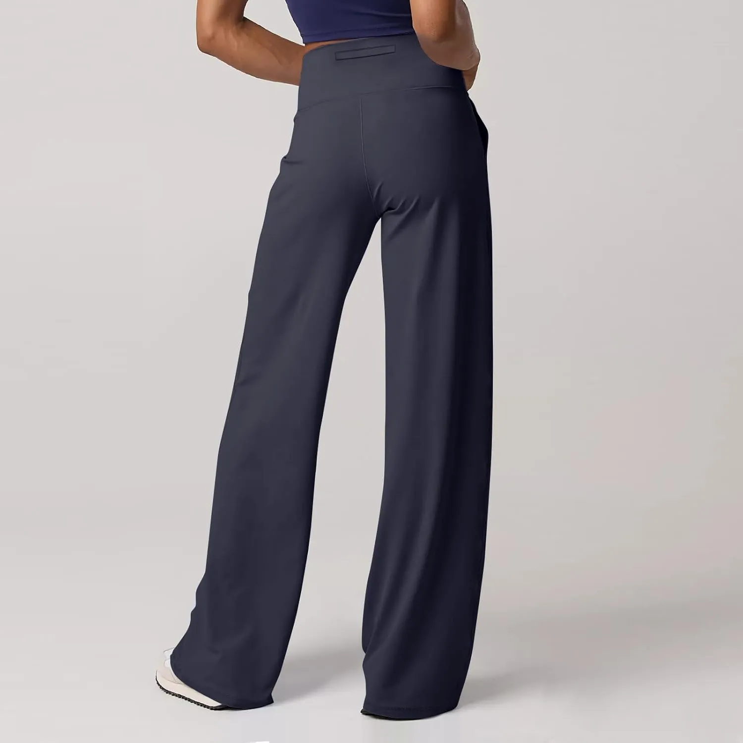 Women Wide Leg Yoga Pants with Pockets High Waist Stretch Dress Pants Tummy Control Straight Leg Lounge Sweatpant