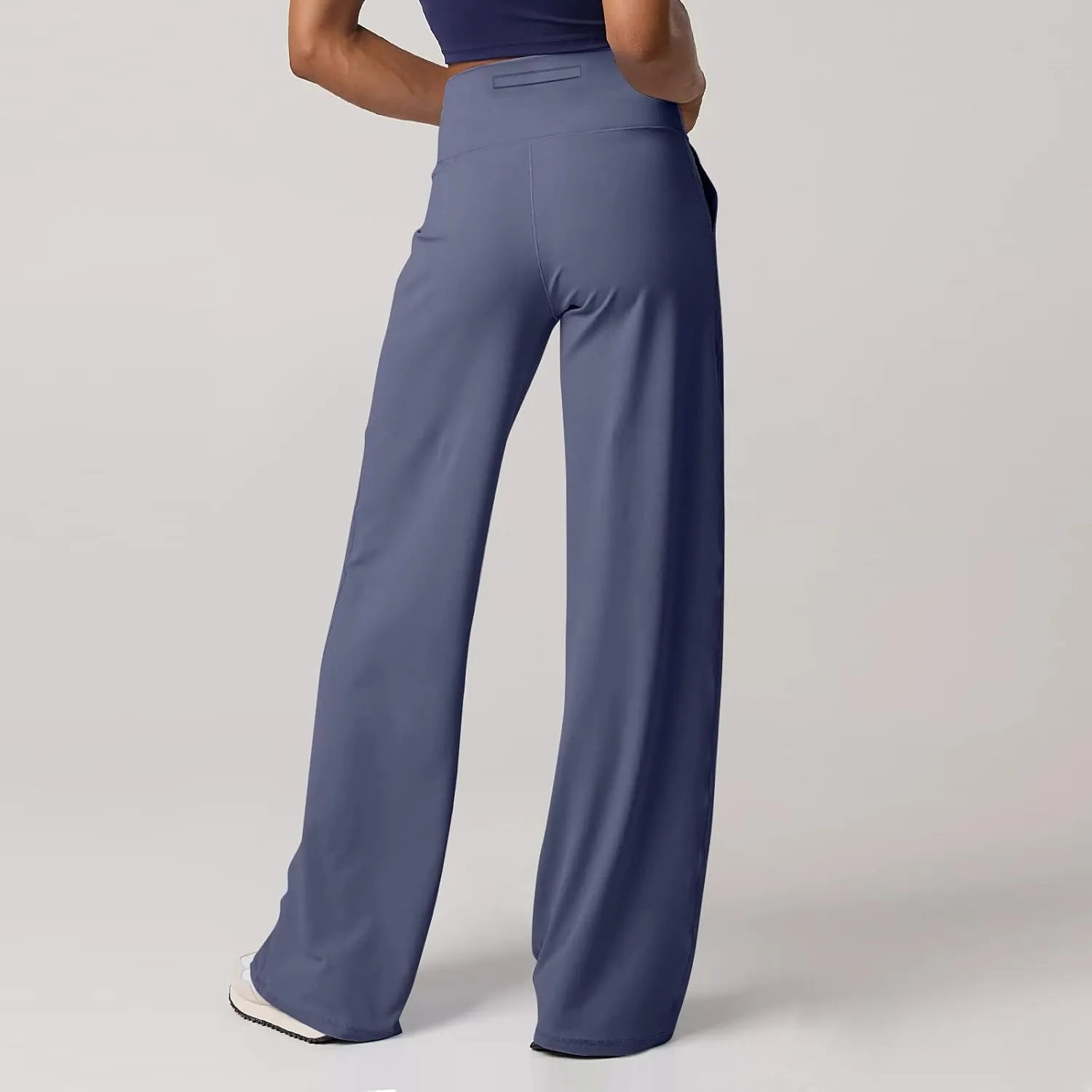 Women Wide Leg Yoga Pants with Pockets High Waist Stretch Dress Pants Tummy Control Straight Leg Lounge Sweatpant