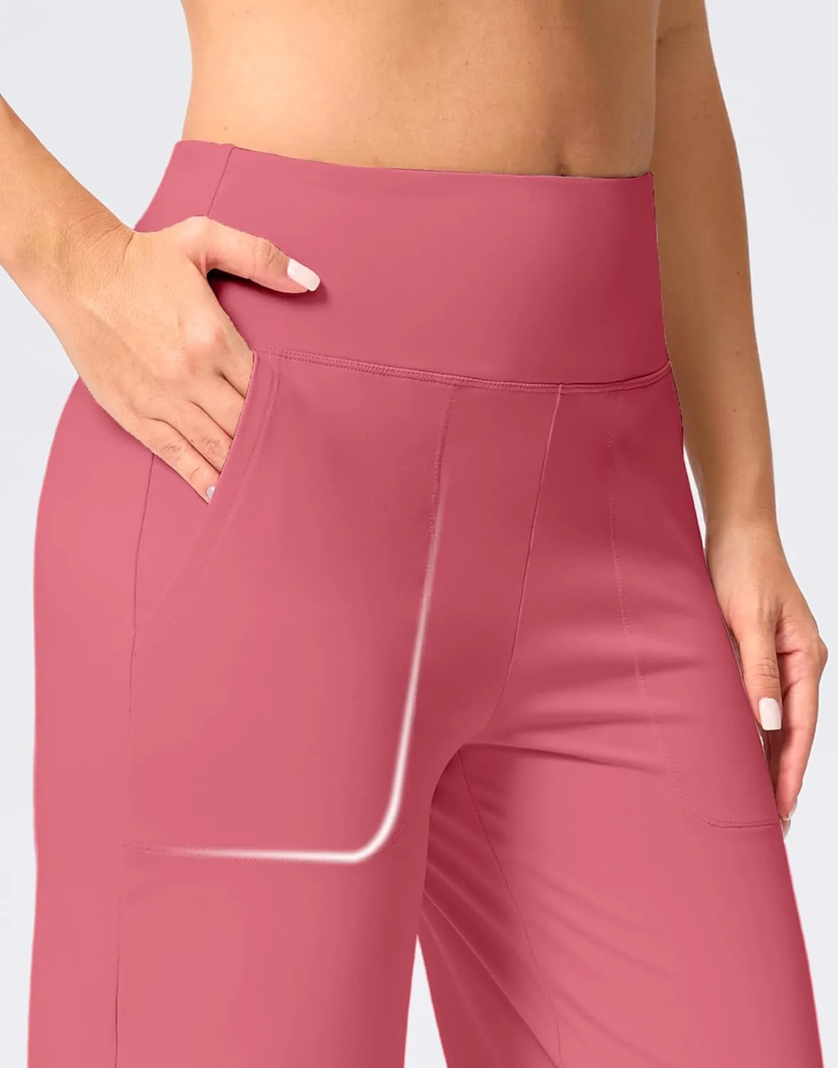 Women's Capri Pants with Pockets High Waist Yoga Pants Wide Leg Workout Crop Summer Pants for Casual, Travel, Exercise