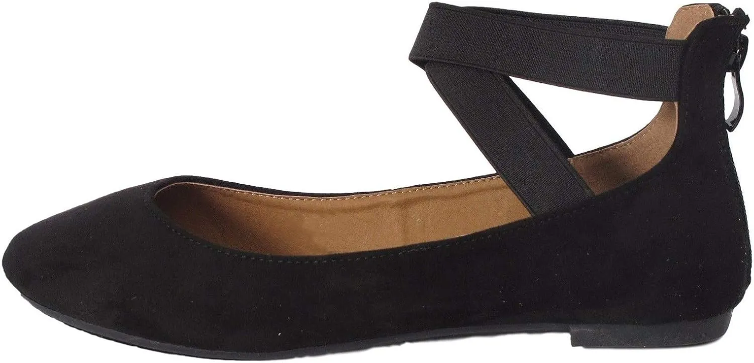 Women's Classic Glitter Ballerina Flats with Elastic Crossing Straps Casual Yoga Ballet Slip On Loafer Shoes
