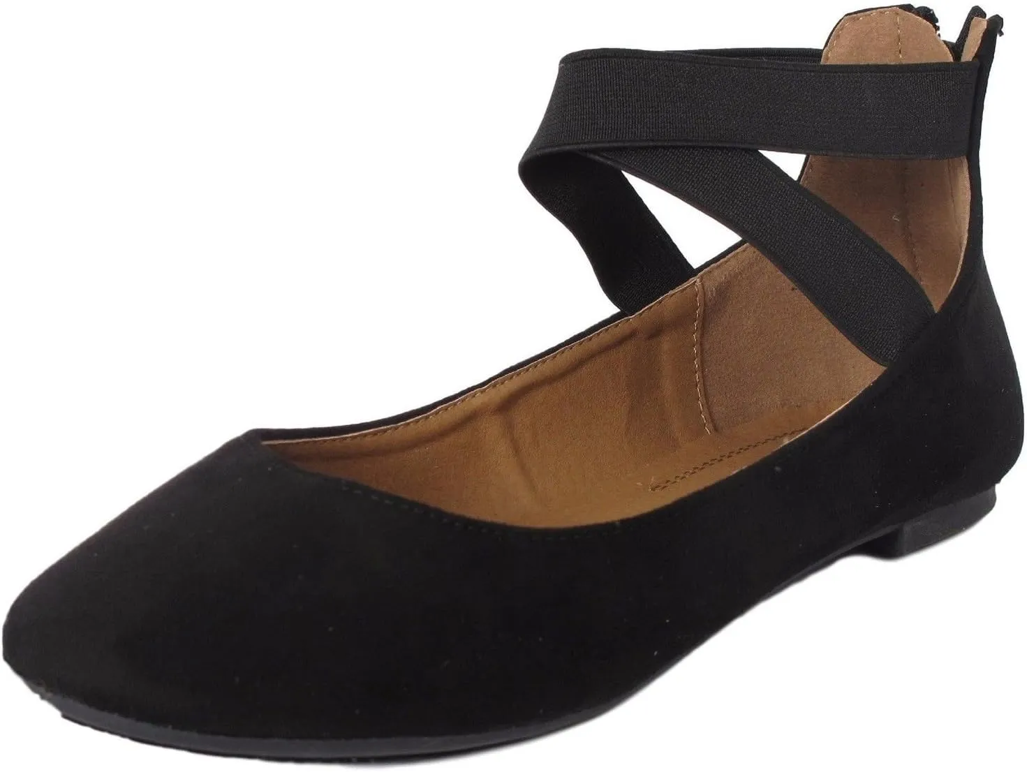Women's Classic Glitter Ballerina Flats with Elastic Crossing Straps Casual Yoga Ballet Slip On Loafer Shoes