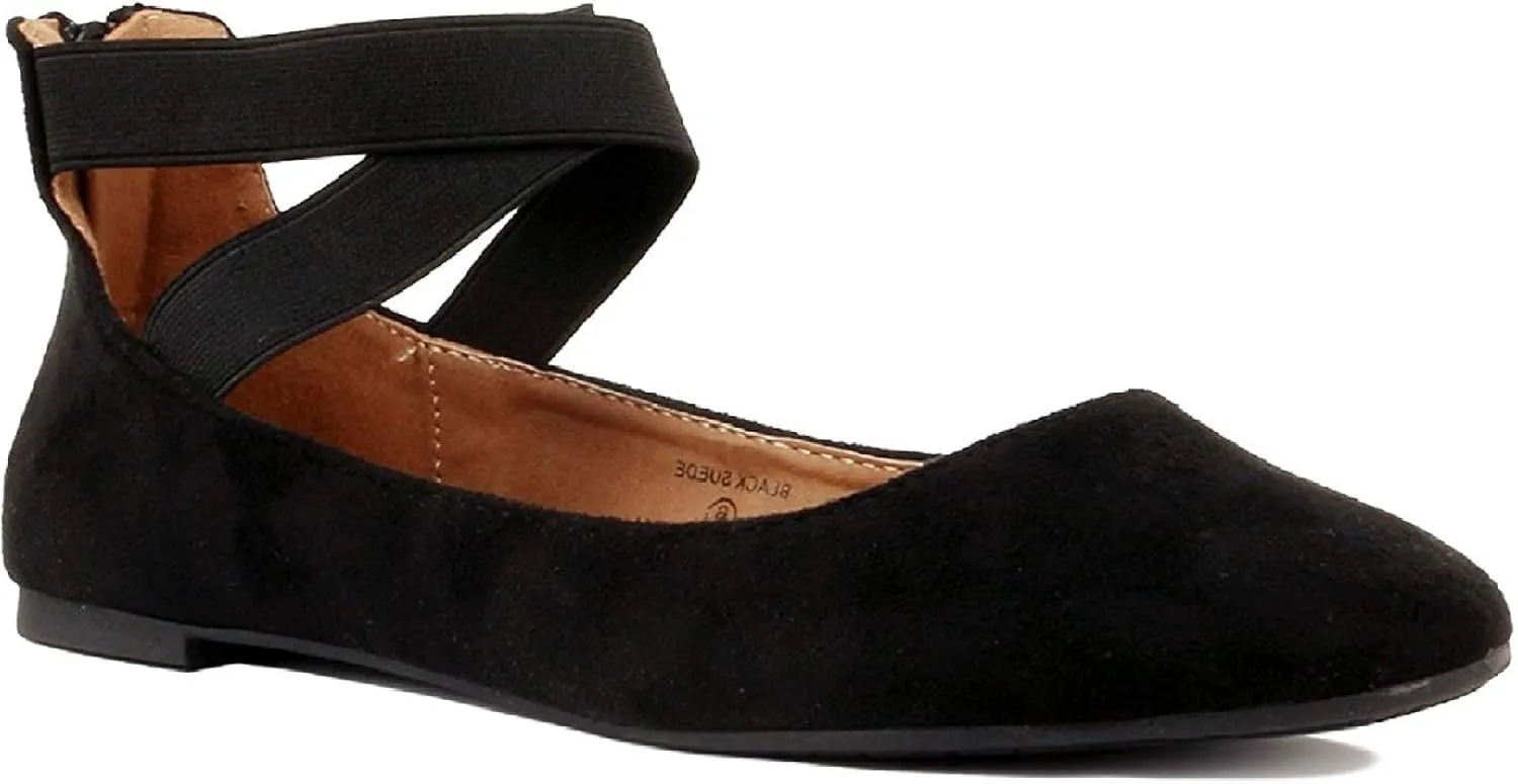 Women's Classic Glitter Ballerina Flats with Elastic Crossing Straps Casual Yoga Ballet Slip On Loafer Shoes