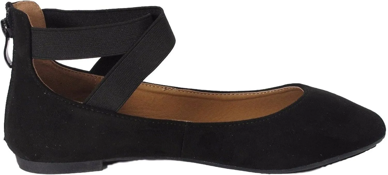 Women's Classic Glitter Ballerina Flats with Elastic Crossing Straps Casual Yoga Ballet Slip On Loafer Shoes
