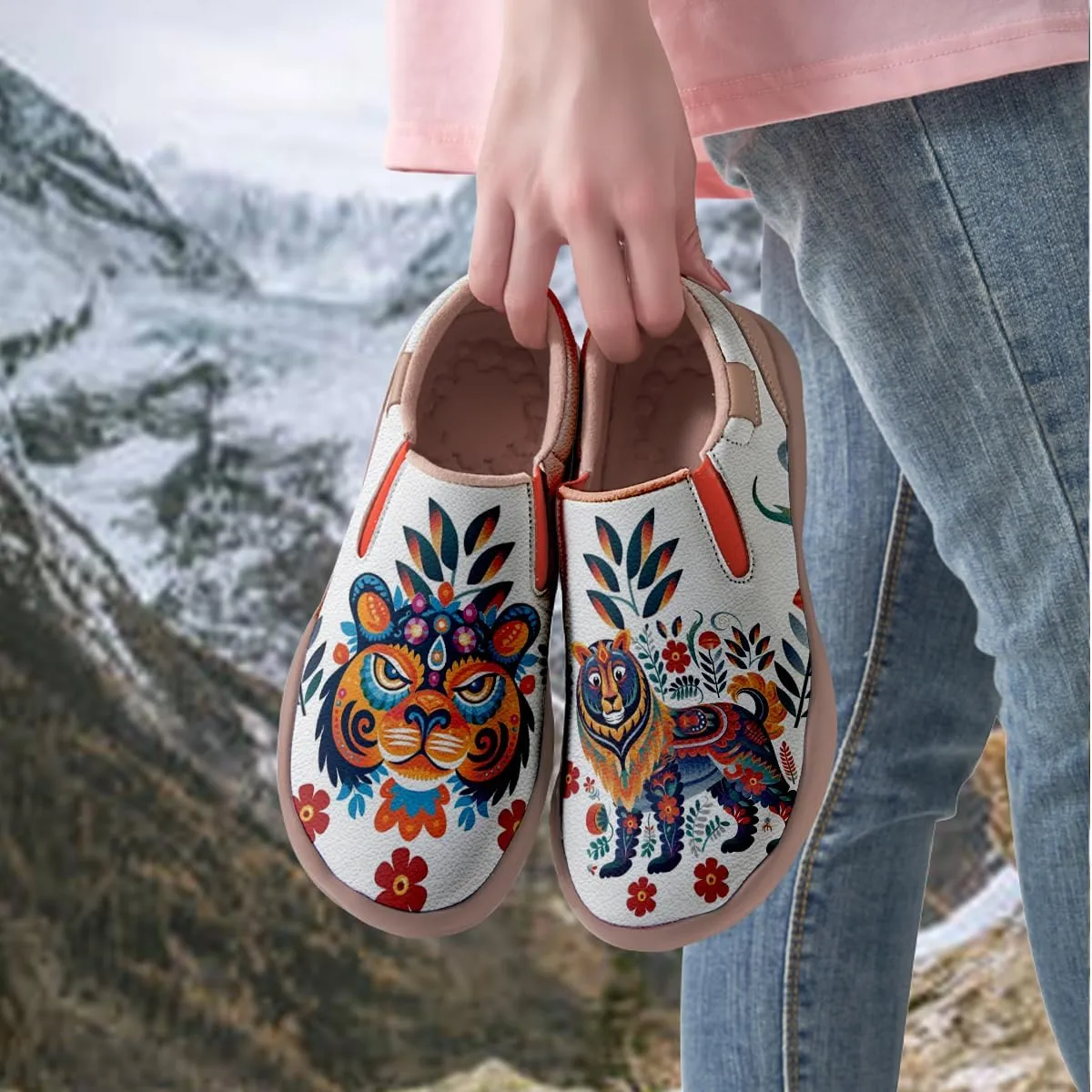Womens Comfort Animal Painted Loafers - Travel Shoes Slip On Lightweight Casual Walking