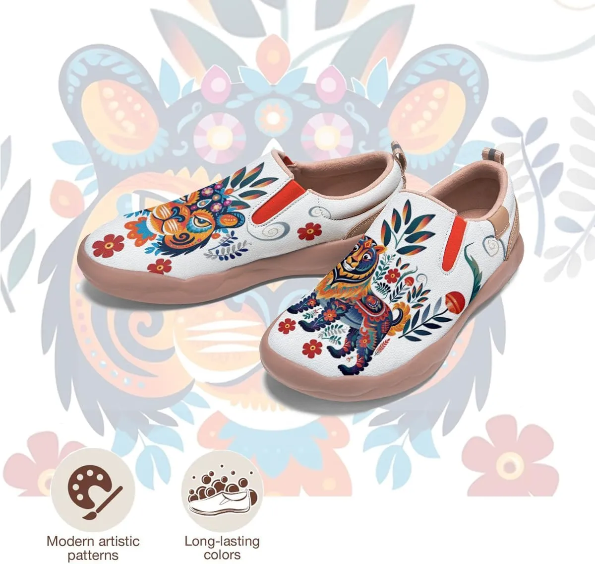 Womens Comfort Animal Painted Loafers - Travel Shoes Slip On Lightweight Casual Walking